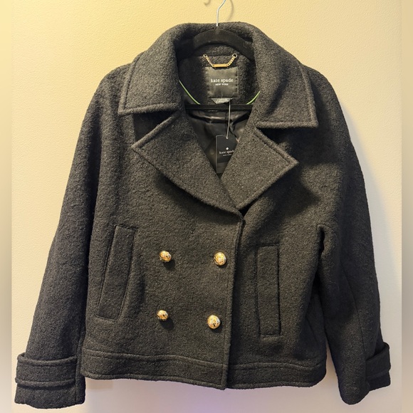 Kate Spade Wool Cropped Peacoat, NWT, L - Picture 3 of 6